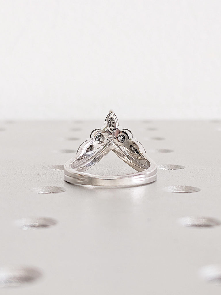 Ombre Salt and Pepper Diamond Band: 14k White Gold Chevron Half Eternity Ring