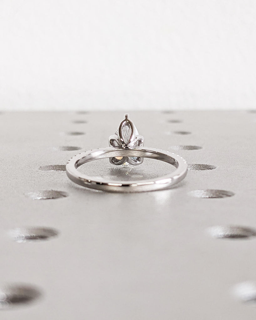 Pear Lab Diamond Ring, Lab Grown Diamond Engagement Ring, Dainty 14k Solid Gold Ring, Half Eternity Diamond Ring, Anniversary Gifts for Wife image #4