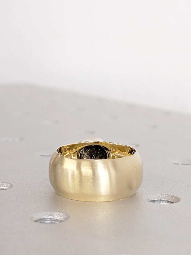 Salt and Pepper Diamond Engagement Ring: Bezel Set Solitaire in 14K Yellow Gold