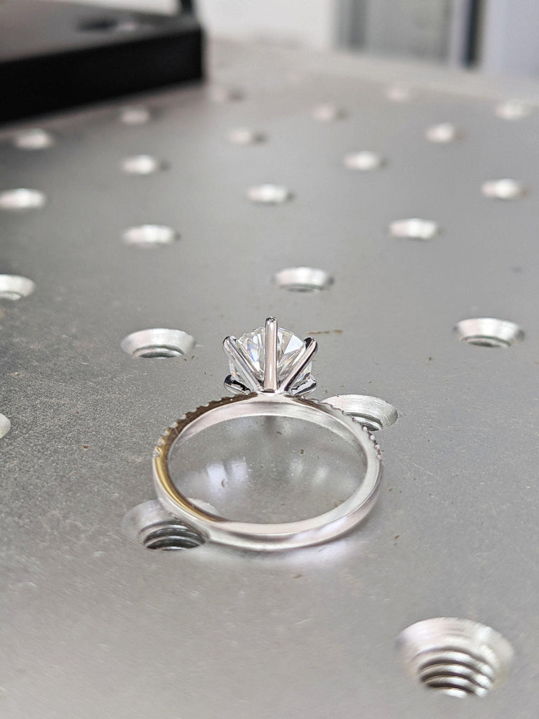 Old Miner cut Diamond and Moissanite Engagement Rings | 1,2,3,4 Carat Diamond Ring | 14k White Gold Old Mine cut Diamond Rings for Women