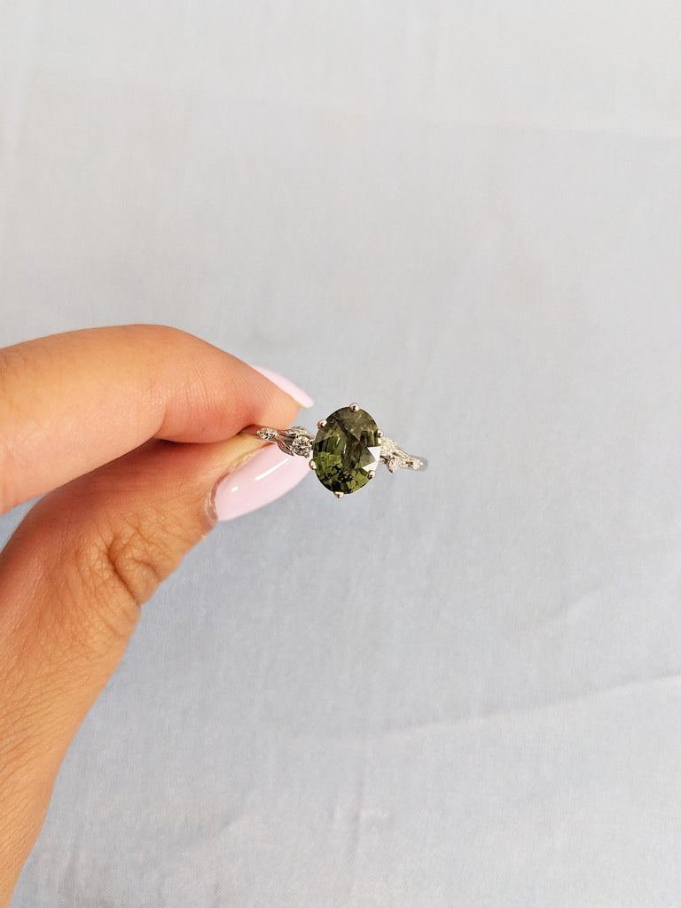 Diamond, Montana Sapphire Anniversary Ring, September Birthstone Ring