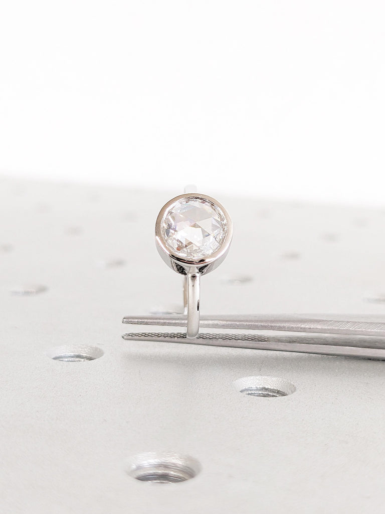 Moissanite Engagement Ring, Bezel Set Ring, 14k White Gold Ring, Solitaire Ring, Moissanite Ring