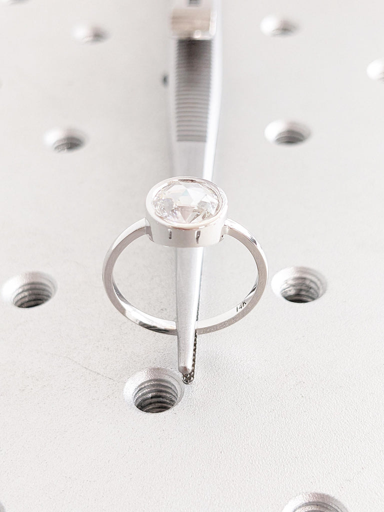 Moissanite Engagement Ring, Bezel Set Ring, 14k White Gold Ring, Solitaire Ring, Moissanite Ring