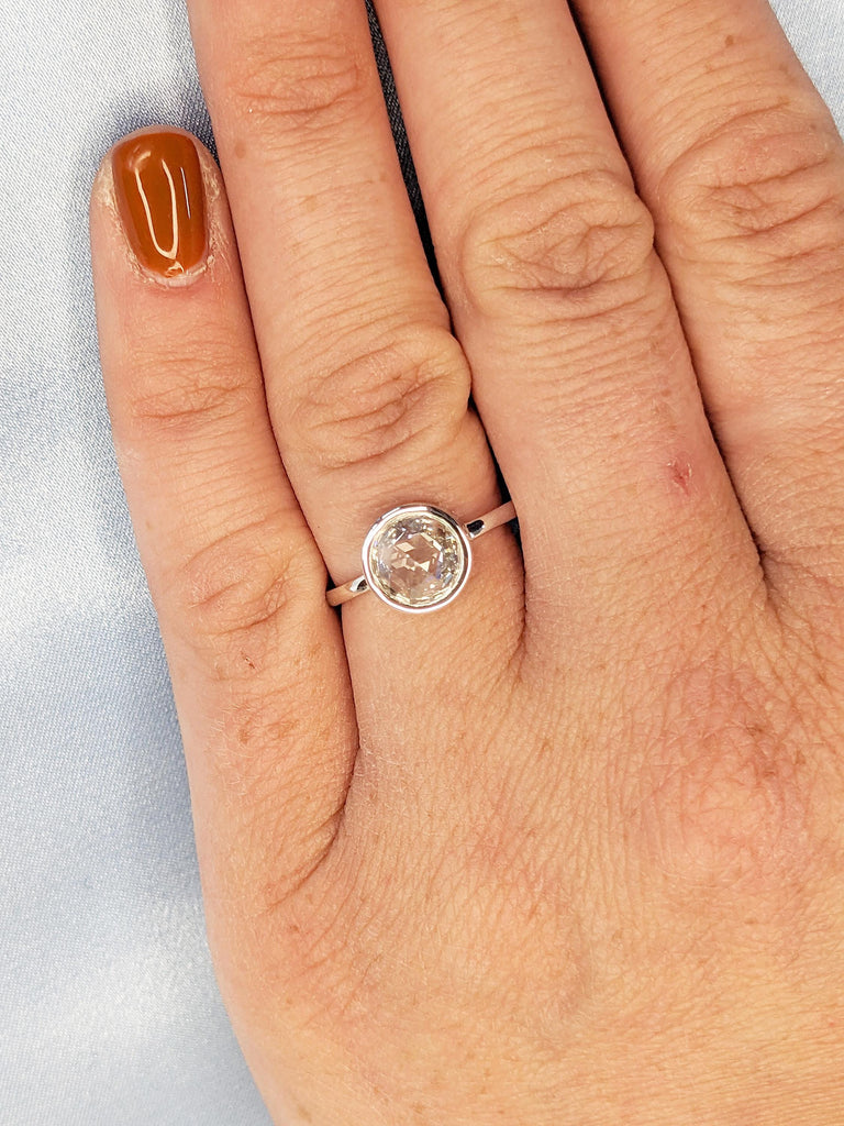 Moissanite Engagement Ring, Bezel Set Ring, 14k White Gold Ring, Solitaire Ring, Moissanite Ring