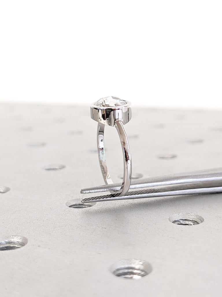 Rose Cut Diamond Ring, Solitaire Promise Ring, Round Lab Diamond Ring