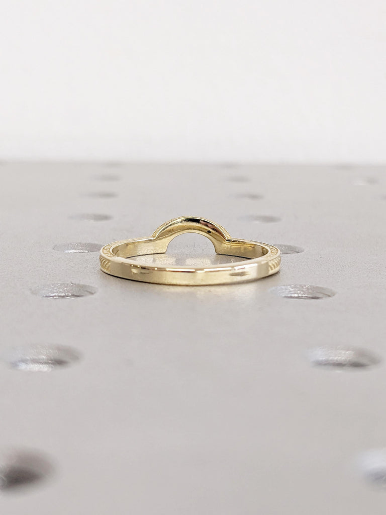 Curved Wedding Band, Solid Gold Wedding Band, Diamond Wedding Band, Hidden Tourmaline Matching Ring, Stackable Rings, Celtic Knot Patterns