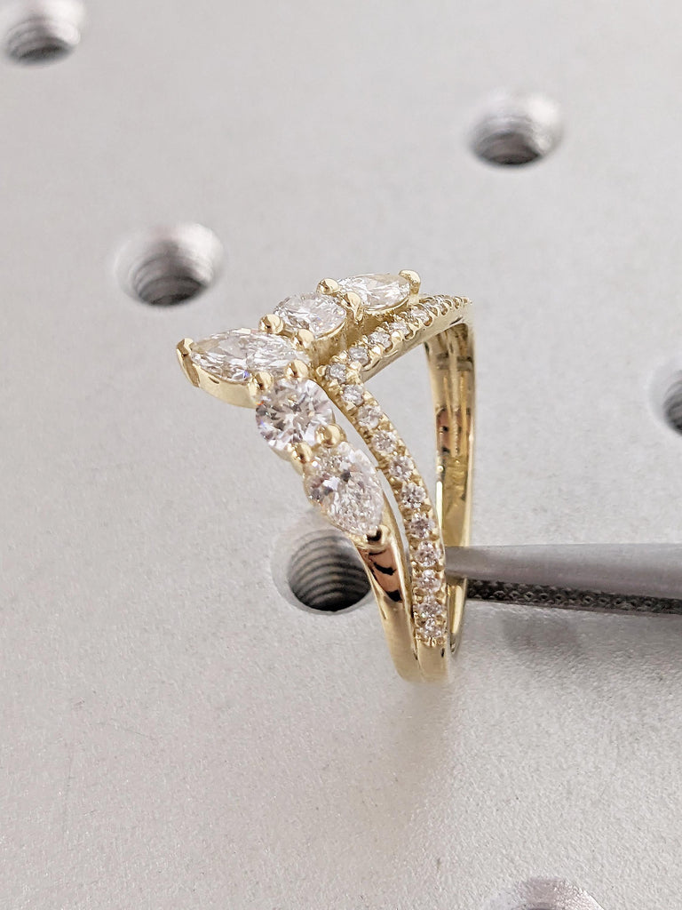 14k Solid Gold Ring, V Shaped Stacking Ring