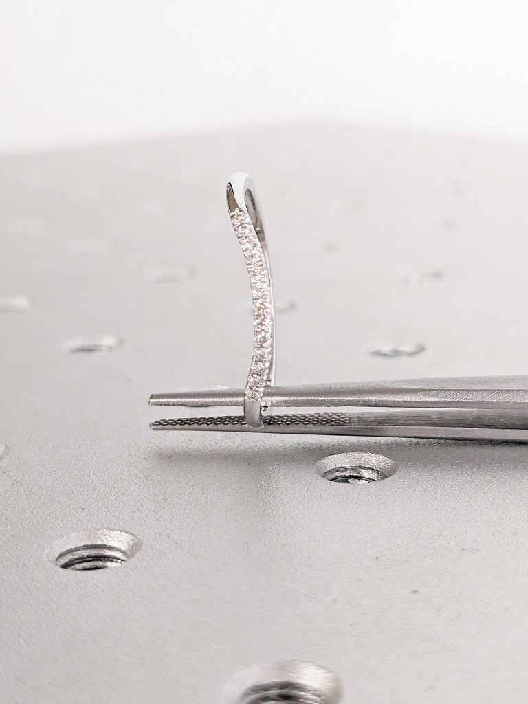 Diamond Matching Ring: Round Cut Pave Wedding Band, Dainty Stacking Ring