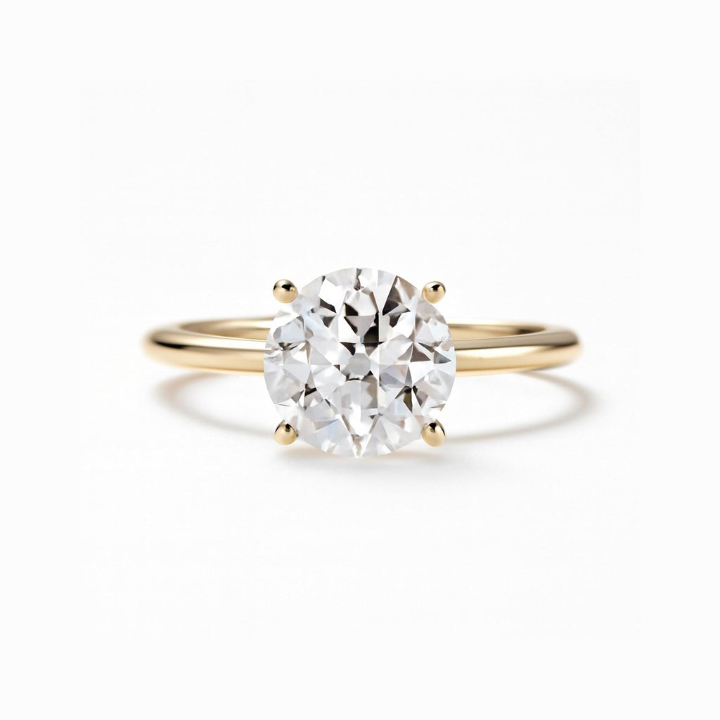 4-7ct Round Moissanite Ring | 14k 18k Gold Engagement Ring | Old Mine cut Moissanite Solitaire Ring | Promise Ring for Her | Bridal Jewelry