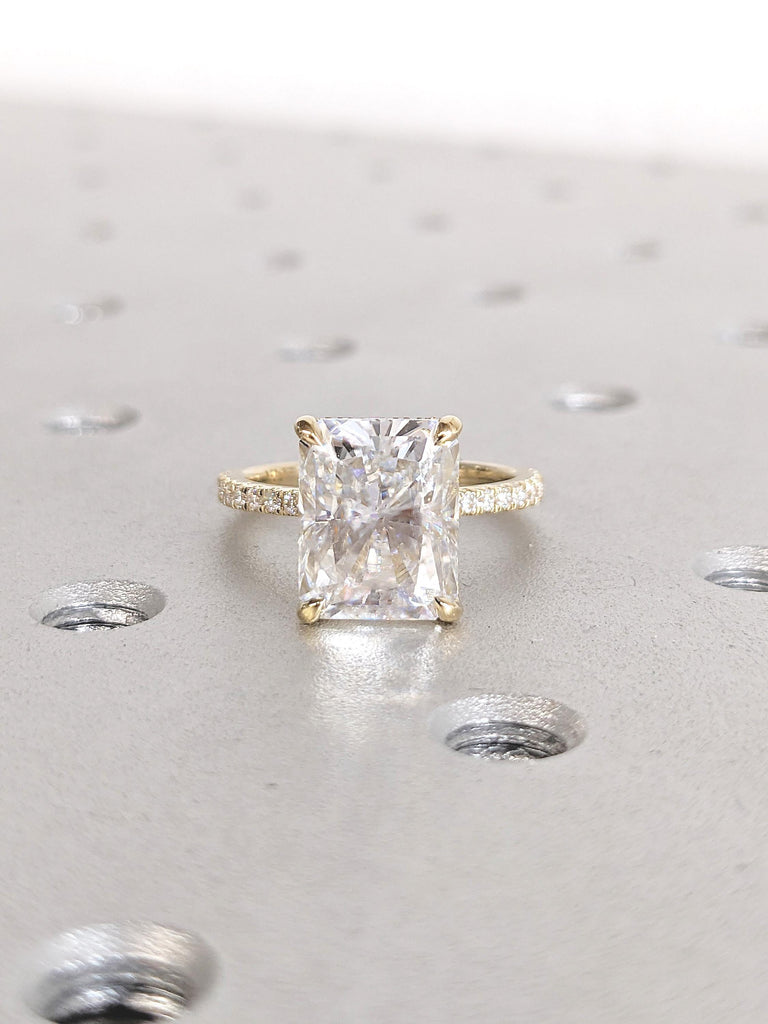 Gold Half Eternity Ring, Radiant Cut Statement Ring