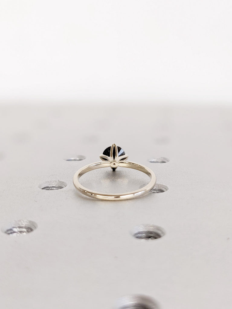 14K White Gold Salt and Pepper Diamond Ring | Alternative Engagement Ring | Round Cut Ring | Modern Wedding Ring | Unique Ring For Brides
