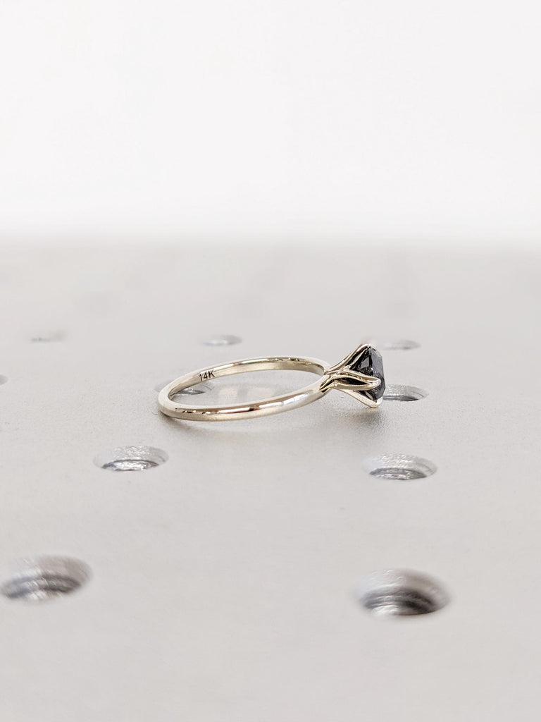Salt and Pepper Diamond Ring: Round Cut Talon Prong Setting