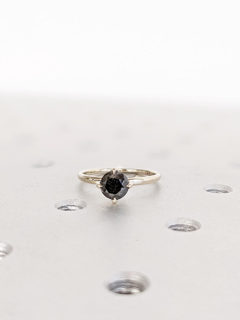 Salt and Pepper Diamond Ring: Round Cut Talon Prong Setting