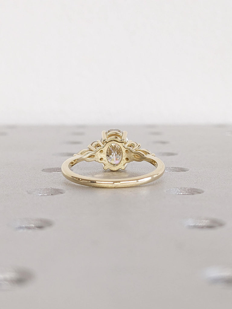 Moissanite Ring, Oval Engagement Ring, 14k Solid Gold Ring, Round, Marquise, Moissanite Cluster Ring