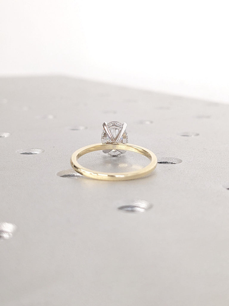0.5-4ct Moissanite Ring, 14k/18k Gold Engagement Ring, Lab Diamond Hidden Halo Ring, Oval Cut Ring, Wedding Anniversary Ring, Statement Ring