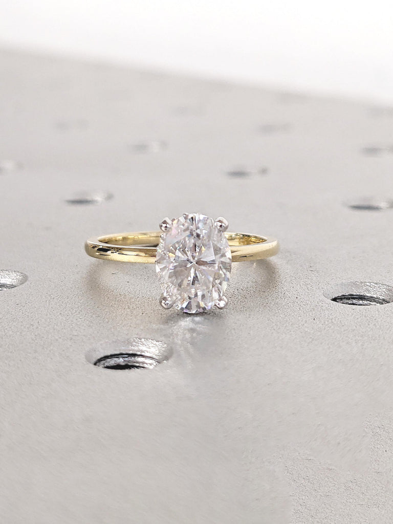 0.5-4ct Moissanite Ring, 14k/18k Gold Engagement Ring, Lab Diamond Hidden Halo Ring, Oval Cut Ring, Wedding Anniversary Ring, Statement Ring