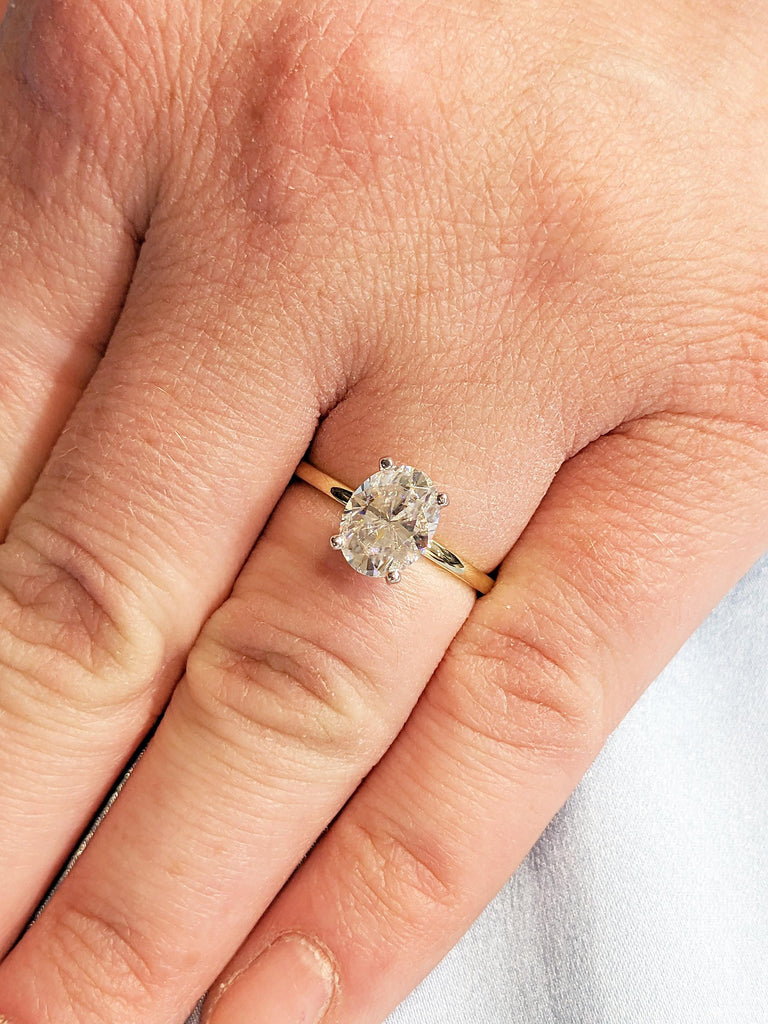 Oval Moissanite Ring, 14k Gold Ring