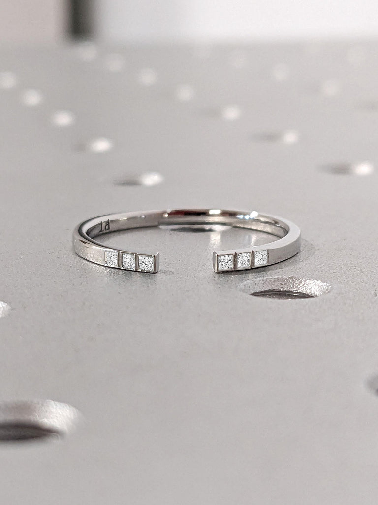 Princess Cut Diamond Half Eternity Ring 1.6mm 18k 14k. Wedding Band . Full 3/4 Half Eternity . Yellow Rose White Gold Platinum