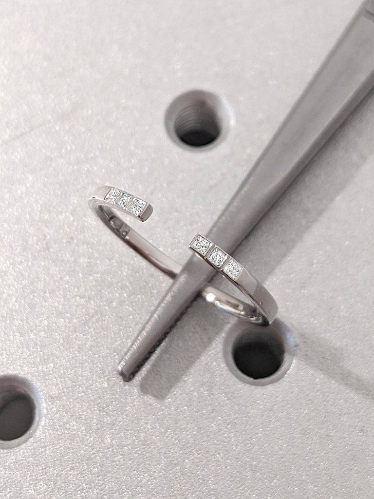 Lab Grown Wedding Band , Princess Cut Moissanite Band , Natural Diamond Wedding Band , Princess Cut Wedding Band , Lab Grown Diamond Band , Solid Gold
