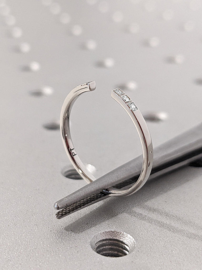 Princess cut Lab Grown Diamond Wedding Band | Lab Created Diamond Platinum Wedding Ring | Open Band Diamond Anniversary Stacking Ring