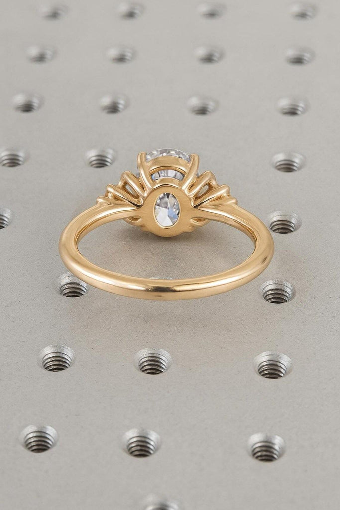 14k 18k Yellow Gold Rings for Women | IGI Certified Oval Cut Lab Grown Diamond Engagement Ring | Round Side Diamonds Cluster Promise Ring