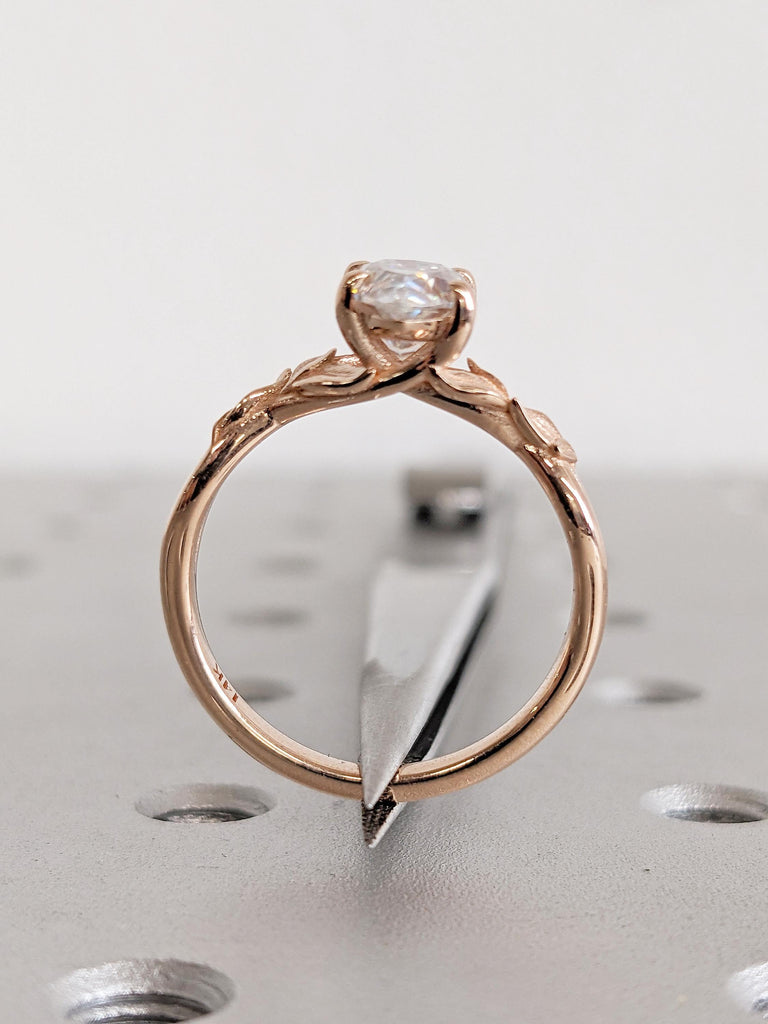 Lab Diamond Ring, Pear Engagement Ring, 14k Rose Gold Leaf Branch Wedding Ring, Nature Inspired Anniversary Ring, Twig Ring, Nature Jewelry