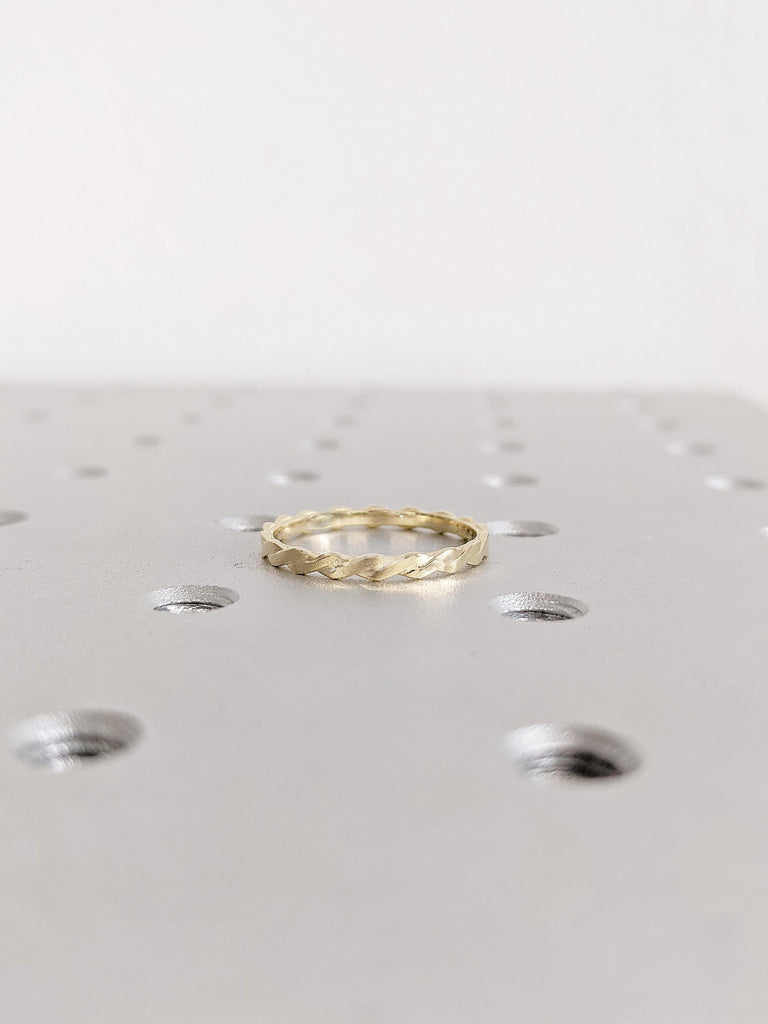 14k Yellow Gold Matching Ring | Infinity Wedding Bands for Women | Minimalist Gold Engagement Ring Band | Infinite Loop Twisted Gold Ring