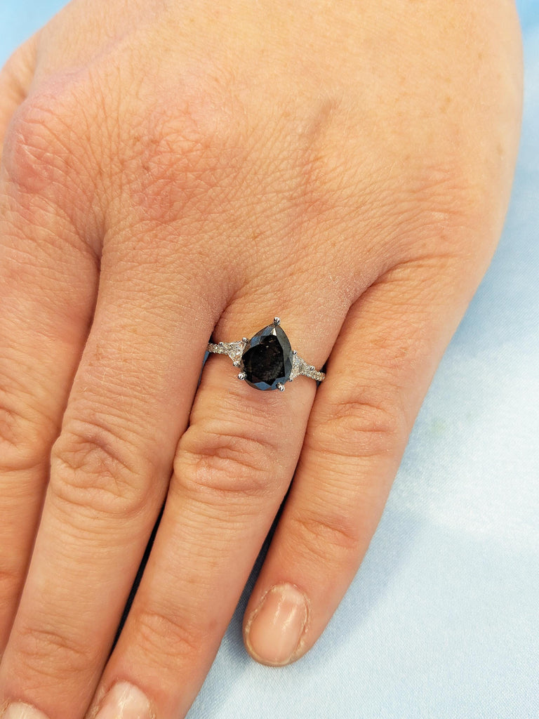 Salt and Pepper Diamond Ring, 14k White Gold Ring