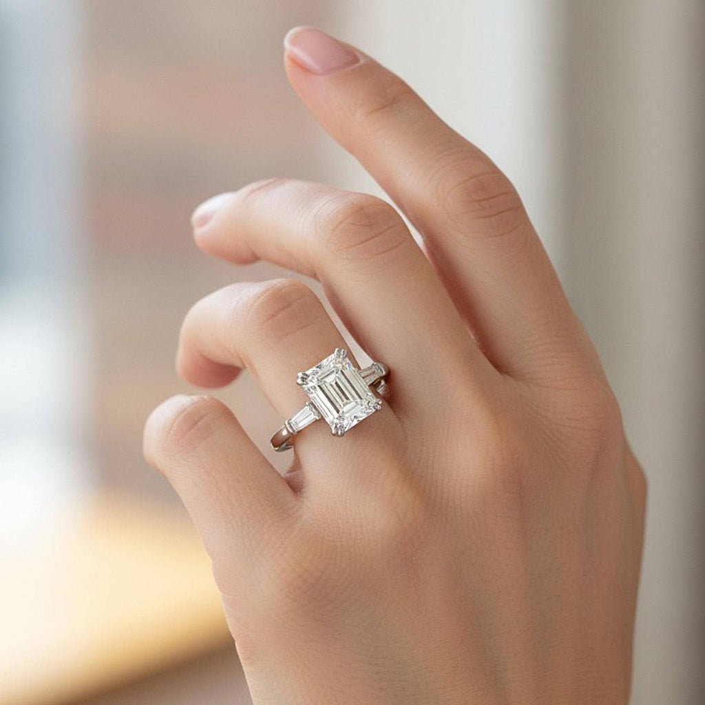 14k 18k Gold Lab Grown Diamond Ring | F VS1 Emerald Cut Lab Diamond Engagement Ring | 1-2 CT Lab Created Diamond Promise Ring | Wedding Ring