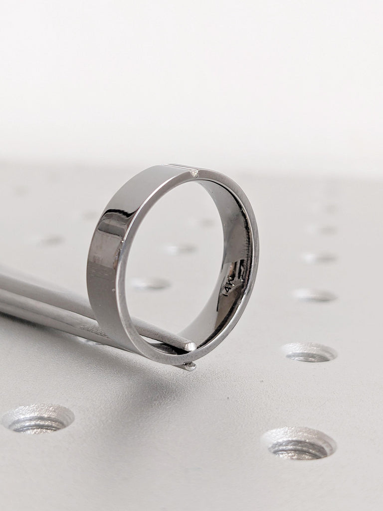 14K Black Gold Baguette Diamond Wedding Band | Men's Diamond Wedding Band | Flush Set Unique Baguette | Modern Stackable Men's Wedding Band