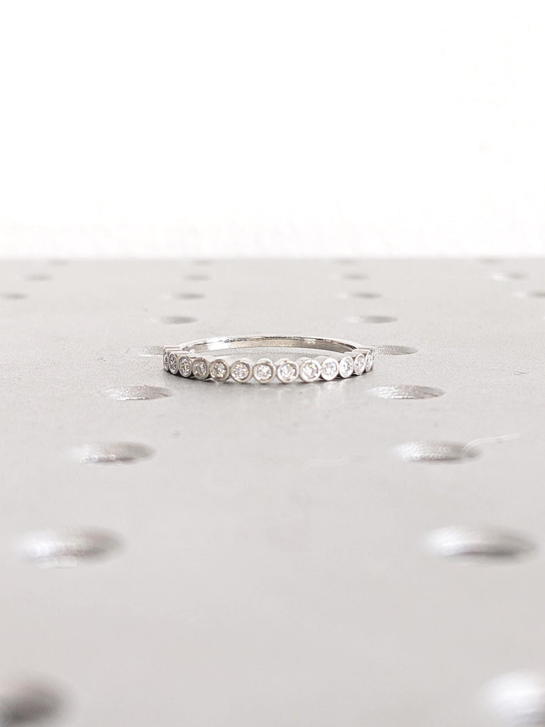 Diamond Stacking Ring, Platinum Wedding Ring, Unique Women&#39;s Wedding Bands