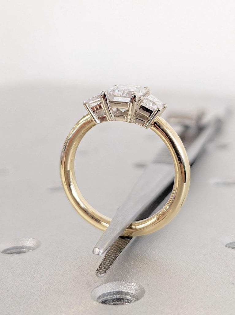 Unique Two Tone Engagement Ring | White and Yellow Gold Wedding Ring