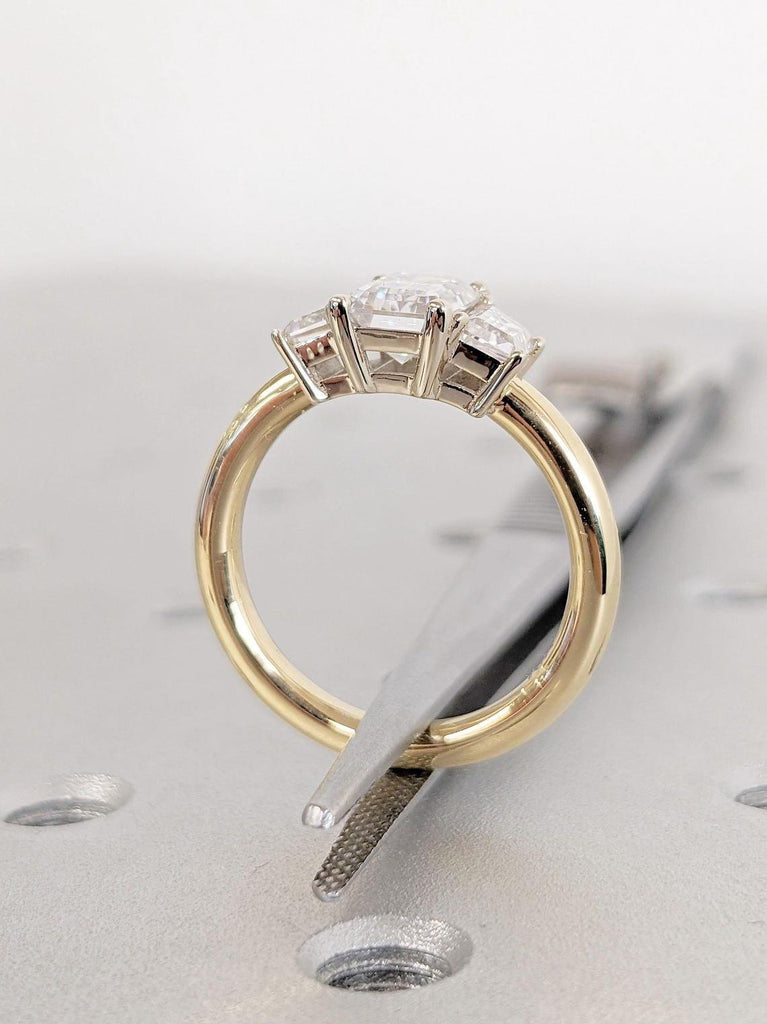 Unique Two Tone Engagement Ring | White and Yellow Gold Wedding Ring