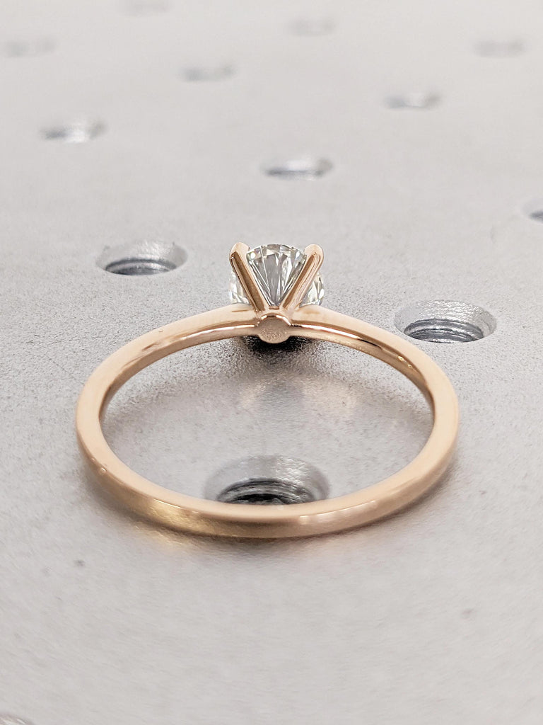 Solitaire Moissanite Engagement Ring, Dainty 18k Rose Gold Wedding Ring, Unique Moissanite Rings for Women, Anniversary Ring, Handmade Rings