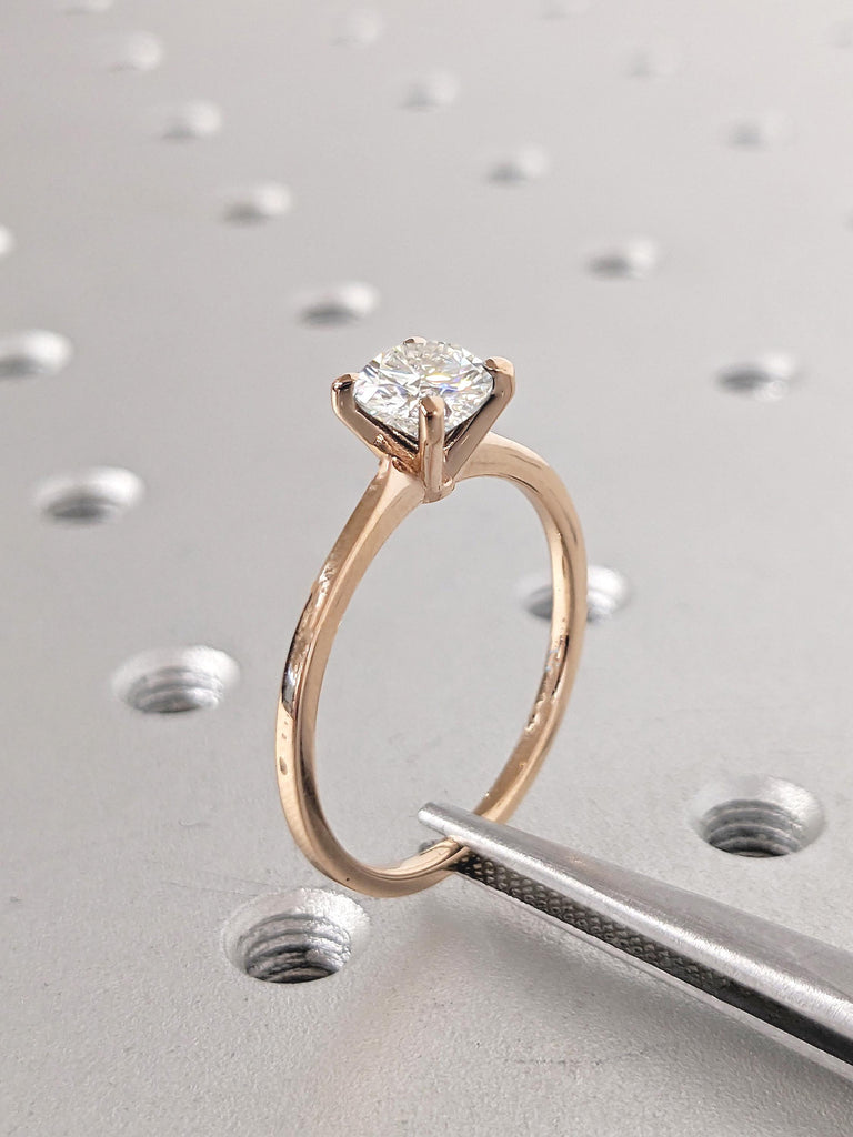 Minimalist Lab Grown Diamond Engagement Ring, 18k Rose Gold Ring, Simple Lab Diamond Ring, 4 prong Solitaire Wedding Ring, Gold Promise Ring