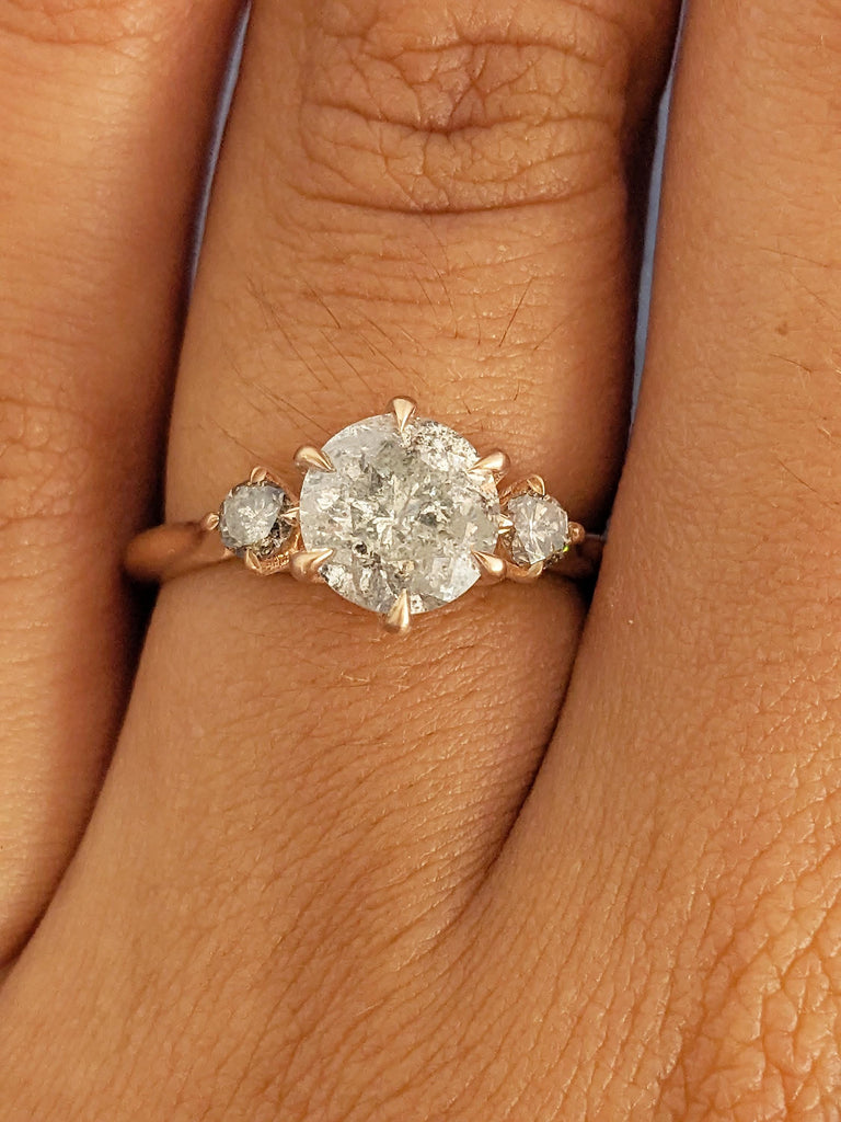 Salt and Pepper Diamond Ring, Matte Finish