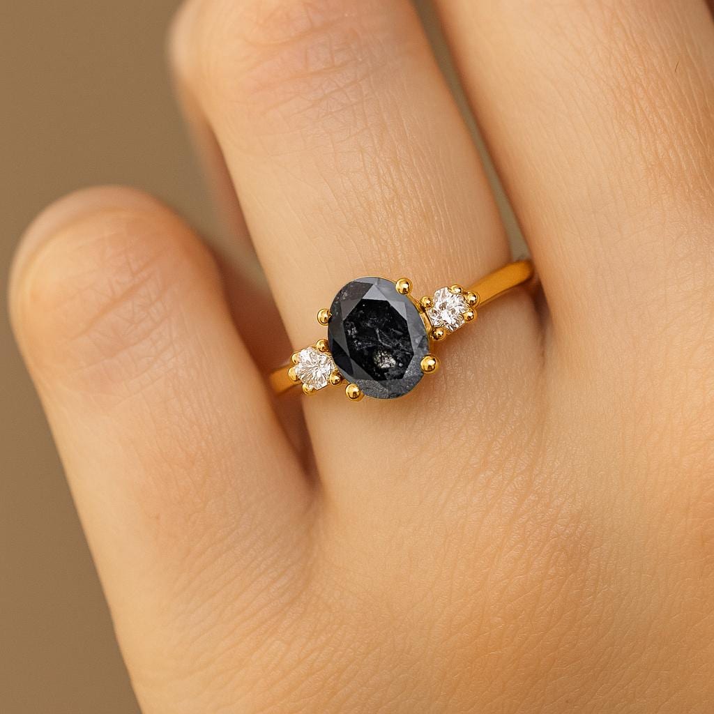 Art Deco Salt and Pepper Diamond Ring