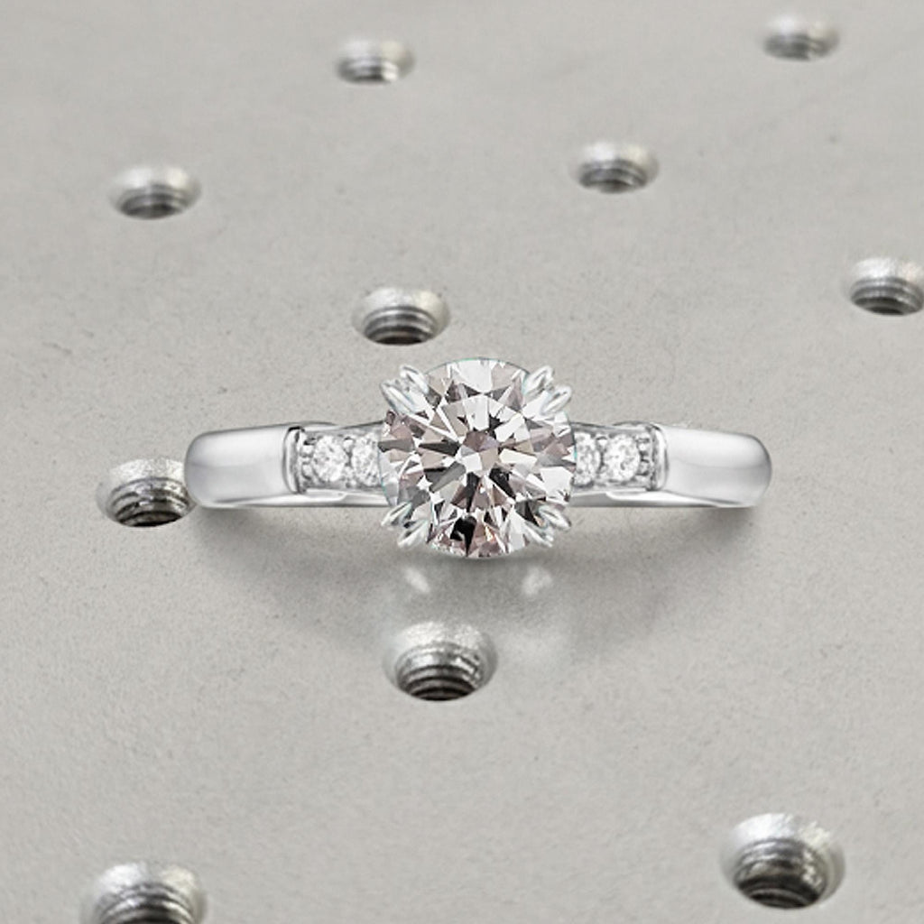 Five Stone Moissanite Engagement Ring | 14k White Gold Engagement Ring | Unique Bridal Jewelry | Moissanite and Diamond Wedding Anniversary Gift | Promise Ring