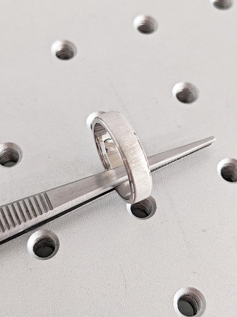 5mm Men's Wedding Ring, 14k White Gold Men Ring, Unique Wedding Band