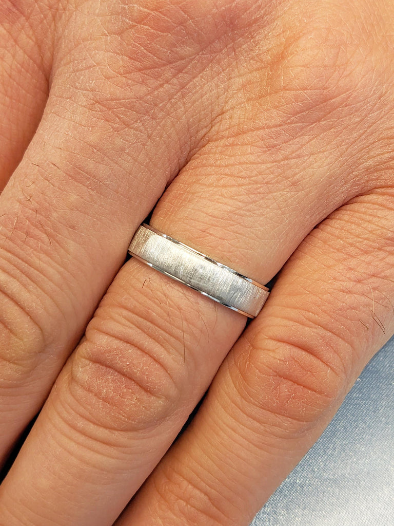 14k White Gold Ring for Men, 5mm Men Ring, Husband Anniversary Ring, Minimalist Men's Wedding Band, Personalized Ring, Promise Ring for Him