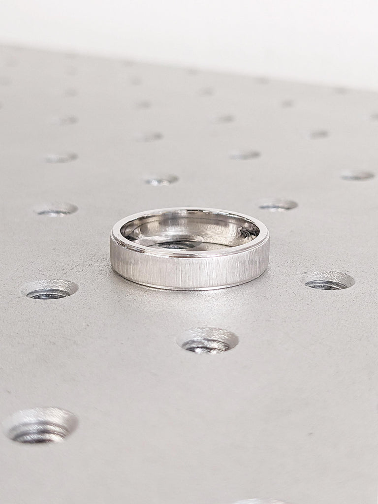 14k White Gold Ring for Men, 5mm Men Ring, Husband Anniversary Ring, Minimalist Men's Wedding Band, Personalized Ring, Promise Ring for Him