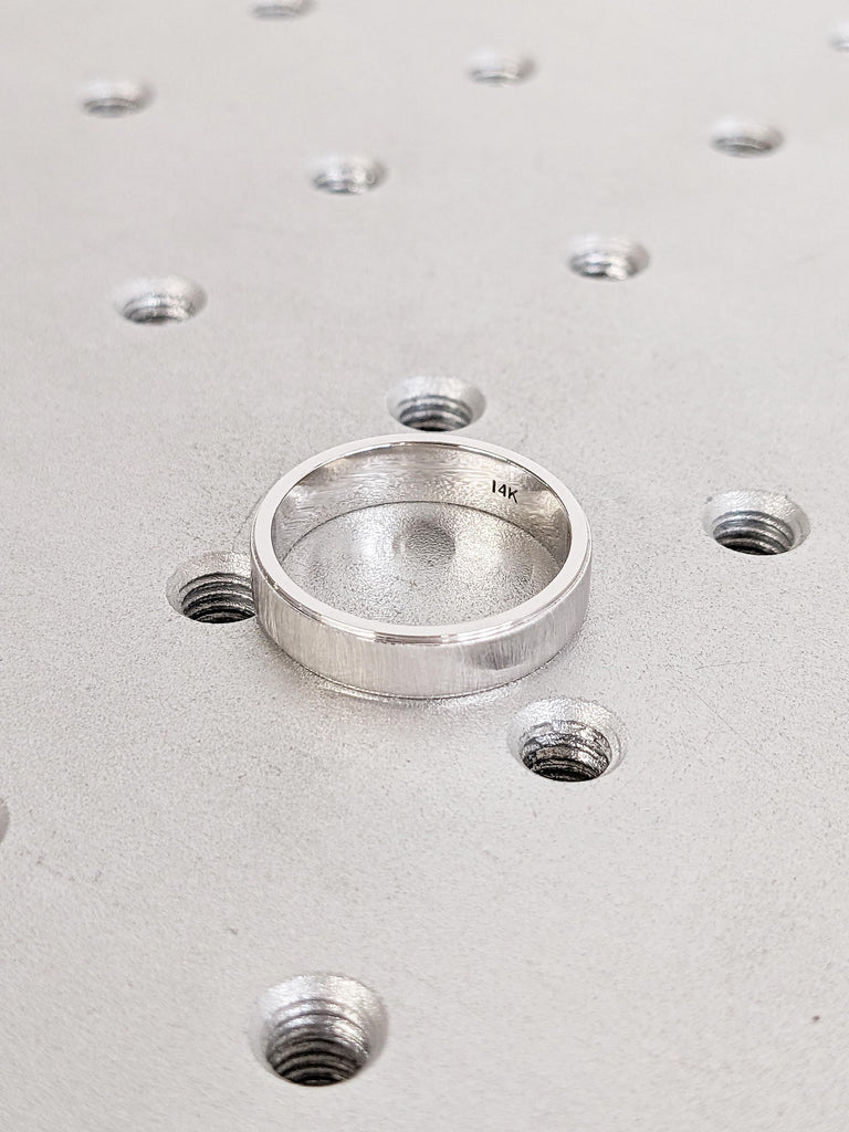 5mm Men's Wedding Ring, 14k White Gold Men Ring, Unique Wedding Band
