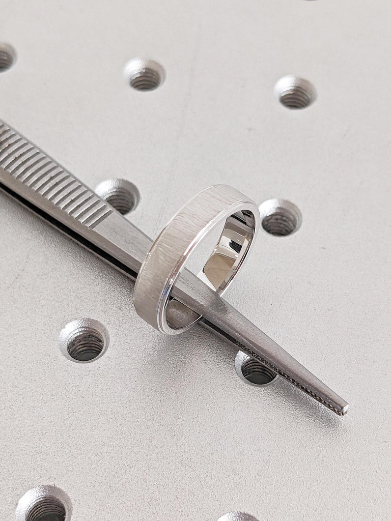 White Gold Men Ring, Unique Wedding Band