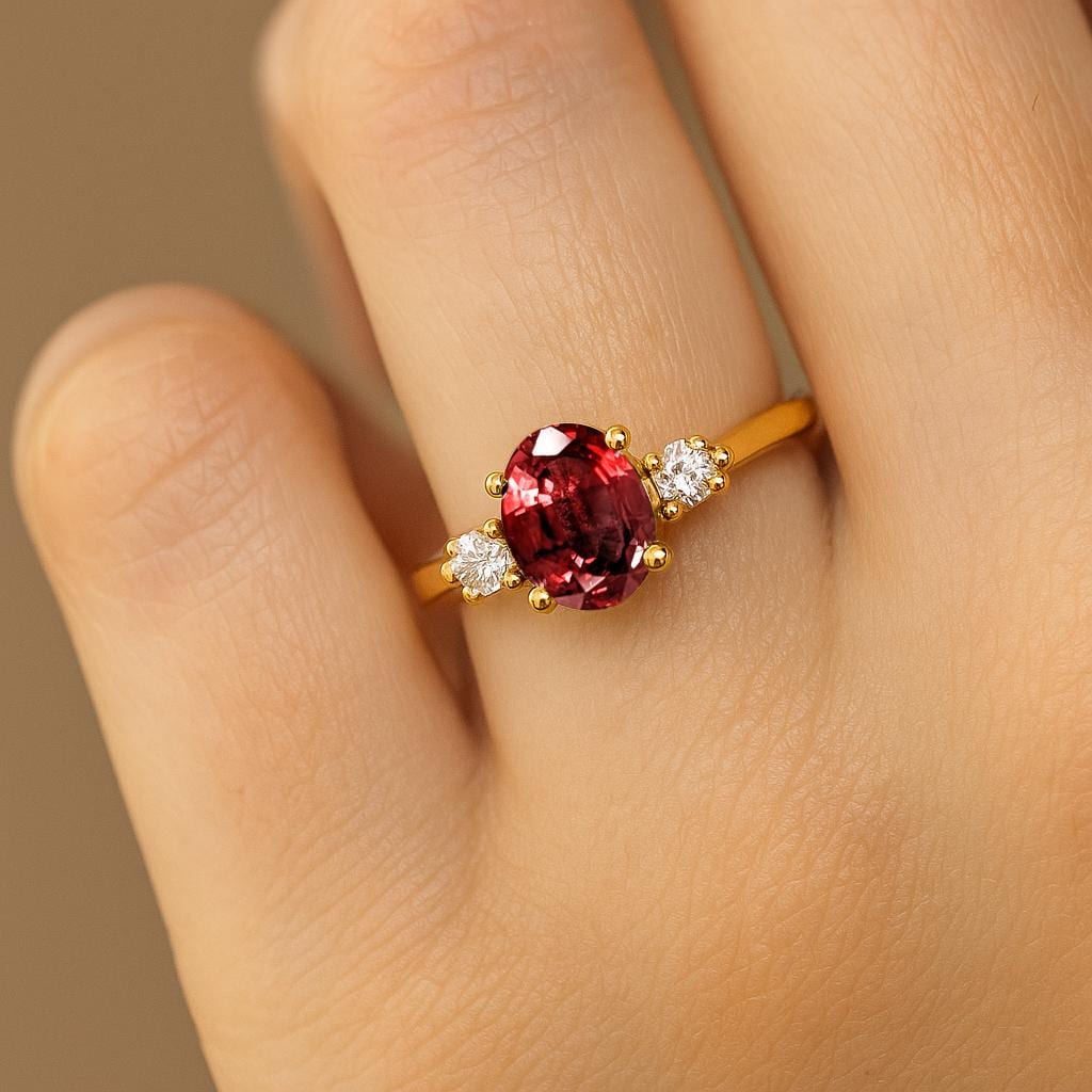Vintage Ruby Ring, Oval Engagement Ring