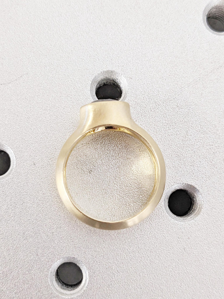 14K Yellow Gold Salt and Pepper Diamond Engagement Ring | Bezel Set Unique Wedding Ring | Rustic Modern Solitaire Alternative Bridal Jewelry