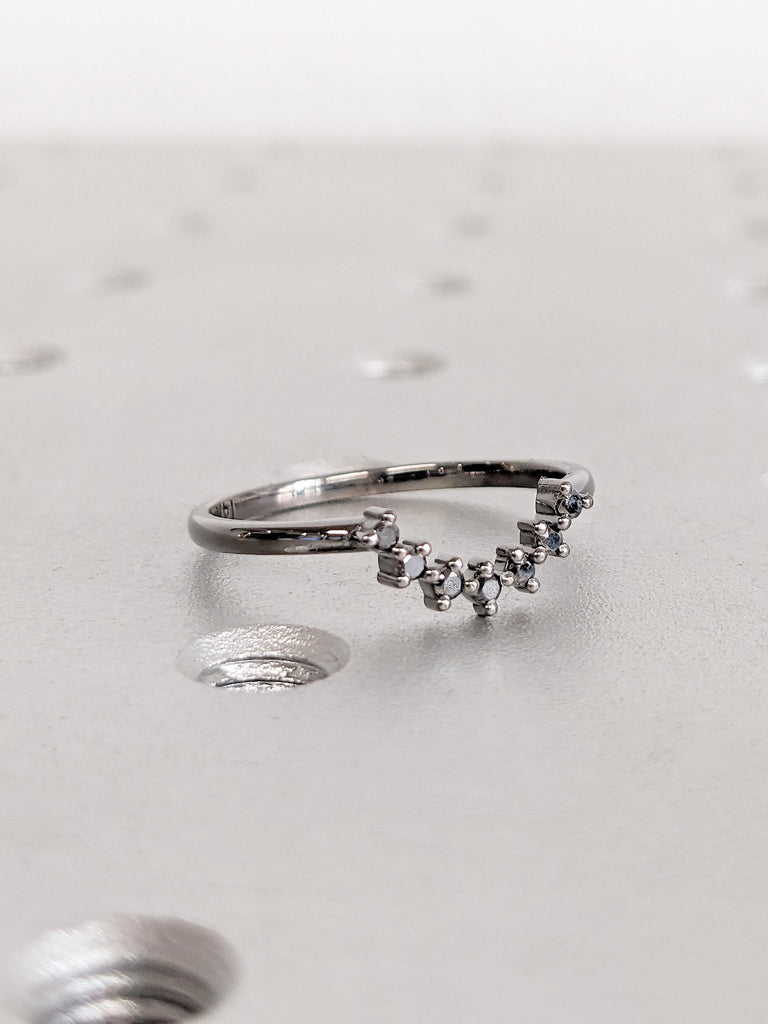 Women's Wedding Band, 14k Black Gold Ring, Black Diamond Wedding Band, Dainty Wedding Band, Vintage Wedding Ring, Matching Rings for Women