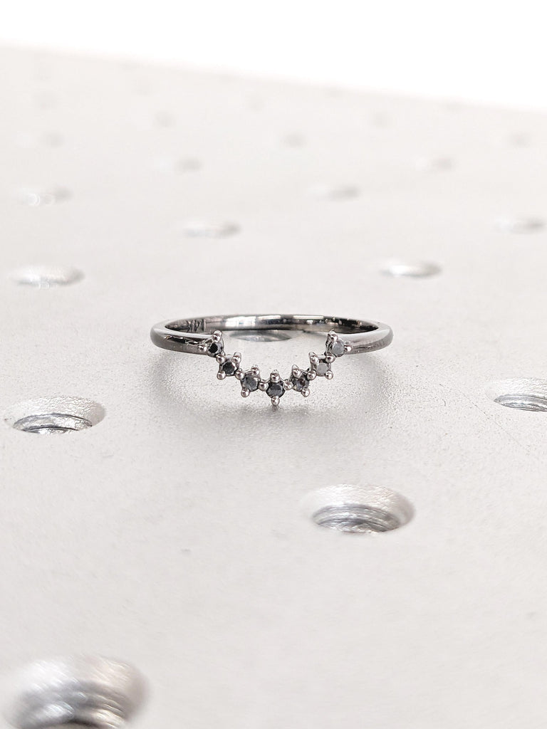 Women&#39;s Wedding Band, 14k Black Gold Ring, Black Diamond Wedding Band