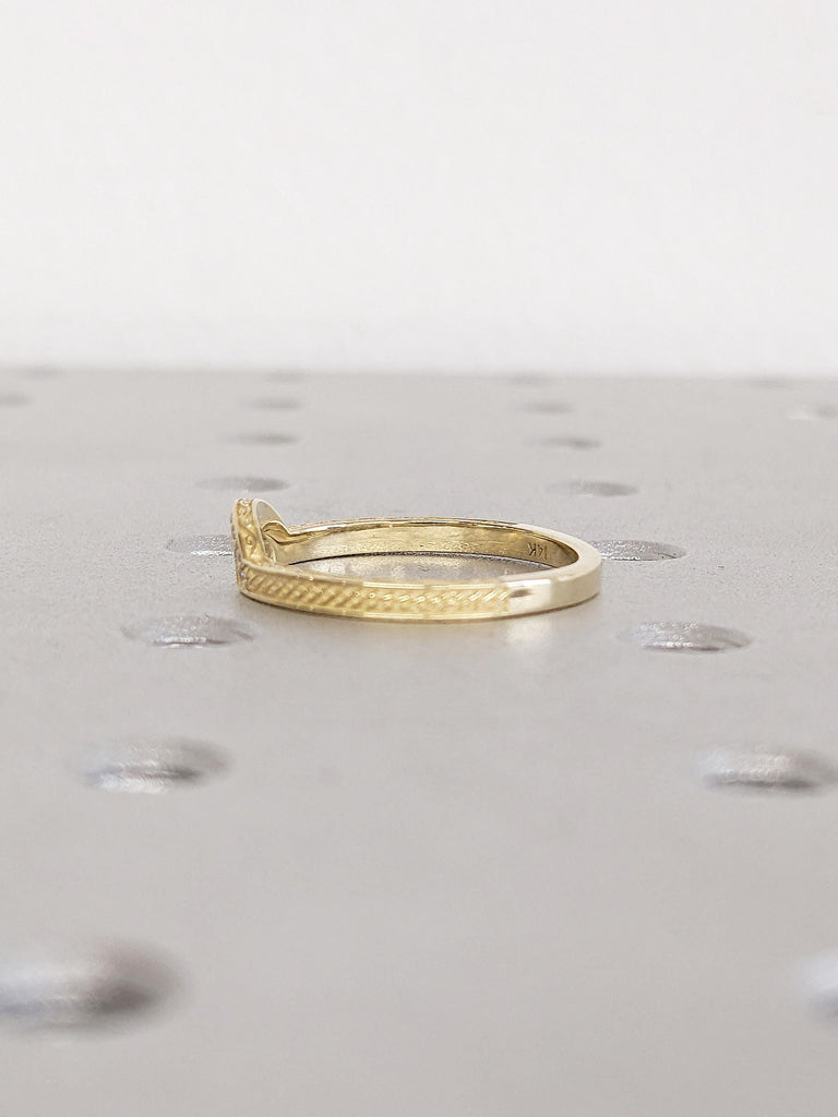 Curved Wedding Band, Solid Gold Wedding Band, Diamond Wedding Band, Hidden Tourmaline Matching Ring, Stackable Rings, Celtic Knot Patterns