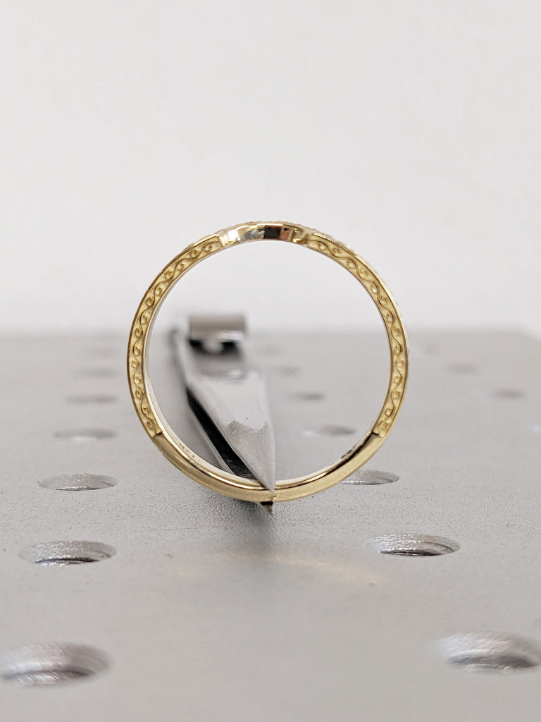 14k Yellow Gold Stacking Ring, Wedding Band Women, Celtic Knot Patterns, Diamond Wedding Ring