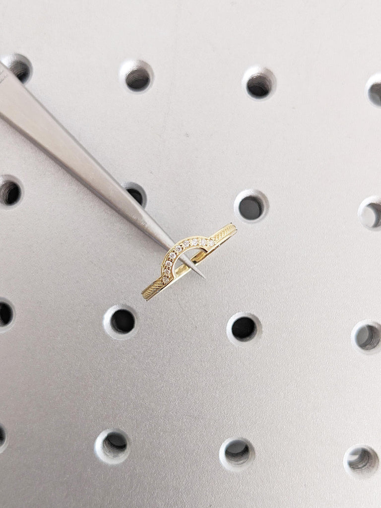 14k Yellow Gold Stacking Ring, Wedding Band Women, Celtic Knot Patterns, Diamond Wedding Ring